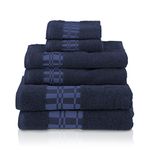 Superior Larissa 100% Cotton, Soft, Extremely Absorbent, Beautiful 6 Piece Towel Set, Navy Blue