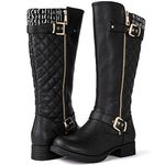 GLOBALWIN Women's Quilted Knee-High Fashion Dressy Riding Boots, 17yy01 Black3, 7