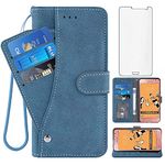 Asuwish Compatible with Samsung Galaxy Grand Prime J2 Prime Wallet Case and Tempered Glass Screen Protector Flip Cover Credit Card Holder Stand Cell Accessories Phone Cases for Glaxay 2 2J Plus Blue