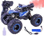 Toyshine 1:16 Scale 2.4Ghz Rechargeable Remote Control 4WD Alloy Off Road All Terrain Rock Crawler Fast Racing Toy Car inbuilt with Booster Spray Function and Long Battery Life for Kids Adults -Blue