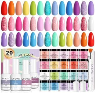 SAVILAND Dip Powder Nail Kit - 20 Summer Neon Colors with Base/Top/Activator/Brush Saver, Dipping Powder System for Starter with Keratin & Vitamin E Formula for Long-Lasting Home Manicure