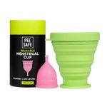 PEESAFE Menstrual Cup For Women Medium Size With Pouch And Menstrual Cup Sterilizing Container Combo Medical Grade Silicone Microwaveable, Travel Friendly Sterilizer Container, Pink, Count 2