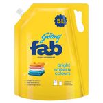Godrej Fab Liquid Detergent Refill Pouch for Machine & Hand Wash - 5L
