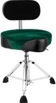 AKOLT Saddle Drum Throne with Backrest, Heavy Duty Drum Seat, Hydraulic Drum Stool, Height Adjustable Suede Drum Chair, Motorcycle Style, for Adults Drummers Green