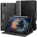 KingBlanc Case for iPad Pro 13 inch (2024, M4) with Pencil Holder, Vegan Leather Smart Stand Protective Cover [Auto Sleep/Wake + Support Pencil Pro/Pencil(USB-C) + Multiple Viewing Angle], Black