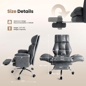 HOMRELEXA Big & Tall Office Chair – Flip Armrests, Wide Teddy Fleece Seat, Reclining with Footrest