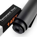 HTVRONT Black Permanent Vinyl - 12" x 14FT Permanent Adhesive Black Vinyl Roll Compatible with Cricut Cutting Machine, Silhouette, Cameo Cutters, Signs, Scrapbooking, Craft, Die Cutters (Matte)