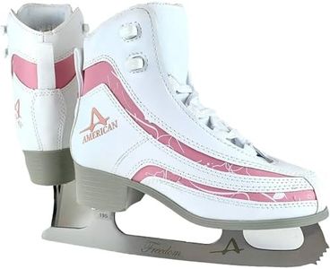 American Athletic Soft Boot Ice Skates for Girls - Kids Figure Skates with Pink Trim, Ankle Support, Padded Liner, Stainless Steel Blades - Suitable for Indoor & Outdoor Ice Skating (12)