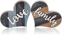 2 Pieces Rustic Wooden Sign Heart-S