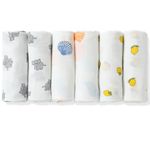 Muslin Cloths & Muslin Squares for Baby, 6 Packs 70cm x 70cm with Organic Bamboo and Cotton Large Burp Cloth for Newborn, Absorbent & Soft and Breathable Material, Cover & Wipe Newborn Essentials