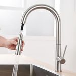 Auralum Kitchen Tap, Kitchen Taps Mixer with Pull Out Spray, Stainless Steel Kitchen Sink Faucet 1 Hole 360° Swivel Spout Kitchen & Bar Taps