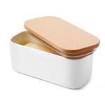 Sweese Small Butter Dish with Lid for Countertop, Airtight Butter Keeper Holds Up to 1 Sticks of Butter, Porcelain Butter Container for Kitchen Decor and Accessories for Kitchen Gift, White