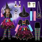 Girls Witch Costume,Halloween Witch Fancy Dress Costume,Witch Costume Deluxe Set Halloween Costume Dress up Cosplay Carnival