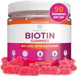 Anti Aging Biotin Gummies for Hair Growth, Skin, and Stronger Nails |Bulk - 90 Gummies| Pectin-Based Multivitamin Supplement for Adult Men and Women with Vitamin A, B6, B12, C, D6, E, Zinc - 5000 Mcg