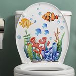 3D Undersea Fishs Decals Toilet Lid Stickers Removable Waterproof Toilet Seat Stickers for Bathroom Wc Toilet Restroom Decor