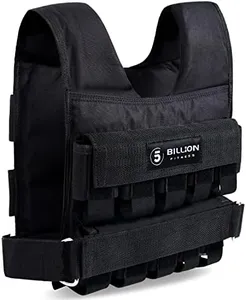 Adjustable Weighted Vest 0-44lbs,5BILLION Weight Vest with Solid Bar Weights,Body Weight Vest for Men Women,Strength Training Workout Vest for Running Pushups Squats,Pockets On the Back and Front