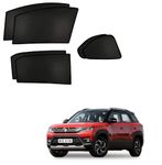 Auto Addict Fix Car Window Sunshades (Side Windows,Non Magnetic) Set of 6 Pcs Black for Maruti Suzuki Brezza New(2022-Present)