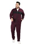 CHKOKKO Men's Plus Size Winter Track Suit Zipper Set Wine Black XXL