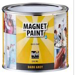 MagPaint - Magnetic Paint - Water Based Acrylic Paint - Strong Magnetic Pull - Perfect for Sticking Up Notes, Memos & Photos - Safe & Child-Friendly - Dark Grey - 0.5m² Coverage, 0.25L