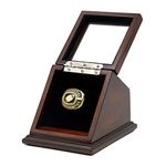 Championship Ring Display Case Box Real Wood and Framed Glass Lid |Single Stand 1 Slot| Gift for Sports Fans