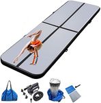 Air mat Tumbling track 10ft 13ft 16ft 20ft Gymnastics Mat Thickness 4 inches for Home Use/Gym/Yoga/Training/Cheerleading/Outdoor/Beach/Park/Water/Kid with Electric Air Pump Carry Bag