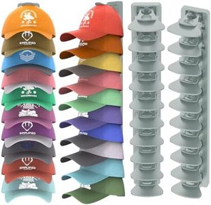 HeQe Hat Organizer for Baseball Caps, 2 Pack Hat Rack for Wall, Strong Adhesive Hat Storage Display Holder(Gray)