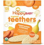 Happy Baby Organics Baby Snacks, Gentle Teething Wafers, Gluten Free & Vegan, Sweet Potato & Banana, 12 Count (Pack of 6)