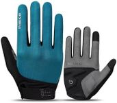 INBIKE Cycling Gloves for Men Women, Shock-Absorbing Memory Gel Padded Biking Gloves, Bicycle Breathable Touchscreen Reflective Full Finger Bike Gloves Blue Large