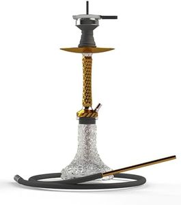 Hookah Set with Everything - AGFYLIFE 22" Aluminum Glass Hookah Set Premium Shisha Hookah Complete Set with 1 Hose, Glass Vase, Hookah Coal Holder, Gold