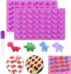 Mini 48 Dinosaur Silicone Gummy Chocolate Baking Mold with Dropper Ice Cube Tray Candy Sweet Cookies Jelly Mould Cake Cupcake Topper Decor Molds DIY Tool Purple