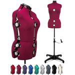 BHD BEAUTY Burgundy 13 Dials Female Fabric Adjustable Mannequin Dress Form for Sewing, Mannequin Body Torso with Tri-Pod Stand, Up to 70" Shoulder Height. (Large)