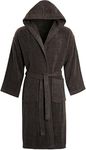 NFK TEXTILE Bathrobes Men & Momen Cotton soft Terry Toweling Luxury Dressing Gown Unisex Hooded Hotel Quality 650 GSM CosyHousecoat Nightwear (XL, Charcoal) (BR-786)