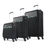 Aristocrat Commander Set of 3 Trolley Bag 55, 69 & 79cm | Small+Medium+Large | Soft Luggage | Smooth 4-Wheel Suitcase | Combination Lock | Premium Polyester Fabric with PVC Coating (Black)
