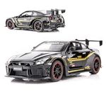 FEXXA Exclusive Alloy Metal Pull Back Die-cast Car Model with Sound Light Mini Auto Toy for Kids Metal Model Toy Car with Sound and Light [New Model] (1.32 Scale-NISAAN GTR-Black)