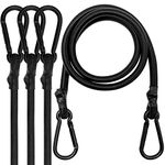 Bungee Cords with Carabiner Clips, 4 Pack Long Heavy Duty Carabiner Bungee Cord 40 Inch, Extra Strong Black Bungee Straps with Carabiner Hooks for Camping, Tarps, Bike Rack, Tent, Car