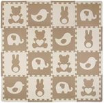 Tadpoles 16 Tile Teddy & Friends Foam Playmat for Kids | 16 Interlocking Tiles with 16 Border Pieces | Soft EVA Foam | Safe & Durable | Total Floor Coverage 50” x 50” | Ages 3 & Up | Brown