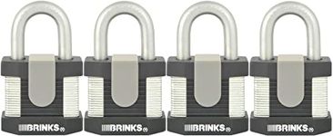 BRINKS - 50mm Commercial Laminated Steel Keyed Padlock, 4-Pack - Solid Steel Body with Boron Steel Shackle