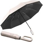 Extra Large Windproof Travel Folding Golf 54‘’ Umbrella Compact Automatic Open/Close,Sun/Rain,99 UV Protection,Lightweight Portable Parasol Outdoor,Perfect Carabiner Handle Design