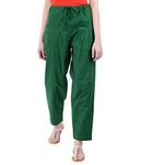 Happy Bunny Salwar Pant - Fine Cotton - Ethnic Colours for Women - Trendy Trouser- for Office and All Day with Draw String Comfort Dark Green