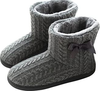 GILKUO Chaussons Montant Femme Hiver Pantoufles Bottes Bottines Boots Fourrure Peluche Chaud Chaussons Interieur Maison Slipper Gris Taille 37 38