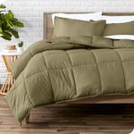 Bare Home Comforter Set - Queen Size - Ultra-Soft - Premium 1800 Series - All Season Warmth (Queen, Olive)