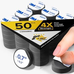 X-Bet Strong Magnets with Adhesive Backing - Round Heavy Duty Adhesive Magnets for Crafts, Fridge Magnets - Sticky Magnets Self Adhesive Perfect Craft Magnet, Refrigerator Magnets, 0.7 inch 50pcs