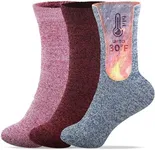 UNIQUE STYLES ASFOOR Women’s Thermal Winter Socks 3 Pairs, Warm Moisture-Wicking Insulated Thick Boot Socks, Soft Breathable Fabric for Hiking & Cold Weather - Fuchsia, Sky blue, Lilac