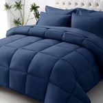 JOLLYVOGUE Ming Blue King Size Comforter Set - Ultra-Soft Bedding Set for All-Season Warmth - Bed in a Bag 7 Pieces with Sheets, Pillowcases & Shams