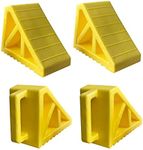 HOXWELL Polyfoam Wheel Chocks Premium, Heavy Duty Camper Vehicle Wedge Design with Black Rubber Bottom Chocks for Travel Trailers, Truck, Car, RV Yellow 4 Pcs