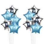 Party Propz Blue and Silver Star Foil Balloons - 10Pcs 18" for Birthday | Anniversary | Wedding Party Decoration