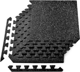 Yes4All Heavy Duty 100% High Density Rubber Floor Tiles Interlocking Mat- 6 Pcs 24 SQFT, Black Grey