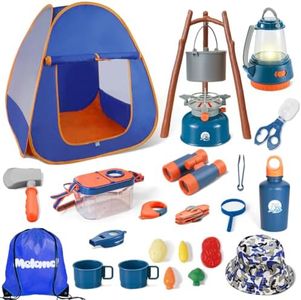 Meland Kids Camping Set with Tent 42pcs - Camping Gear Toy with Pretend Play Tent Outdoor Toy for Toddlers Birthday Gift