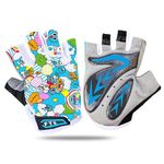 Kids Junior Cycling Gloves Fingerless Outdoor Sport Road Mountain Bike, Fit Boy Girl Youth Age 2-10, Gel Padding Bicycle Half Finger Pair S M L XL (Color Dream, L)