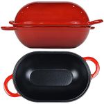 Enameled Cast Iron Bread Pan Dutch Oven with Lid - Red – Oven Safe Form for Baking and Cooking, Artisan Bread